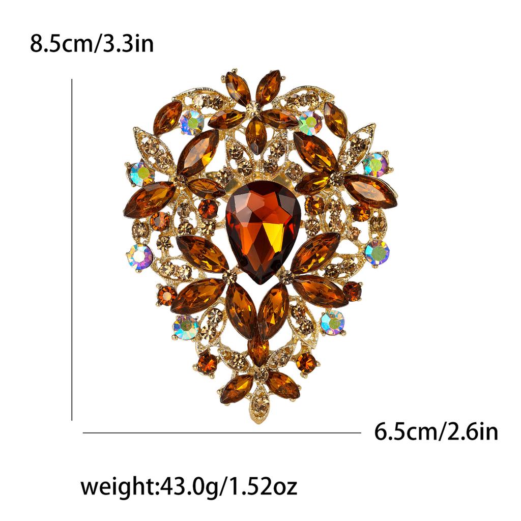 Fashion Exquisite Alloy Large Rhinestone Glass Brooch Exaggerated Temperament Women'S Clothing Corsage Jewelry Pin