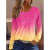 Women's 3D Printed Gradient Printed T-shirt Fashion Long Sleeve Round Neck Regular Tops Holiday Weekend Spring and Autumn
