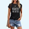 Women Fashion Letter Print T-shirt Sring&summer Casual Short Sleeve Top Ladies Round Neck Tee Shirt