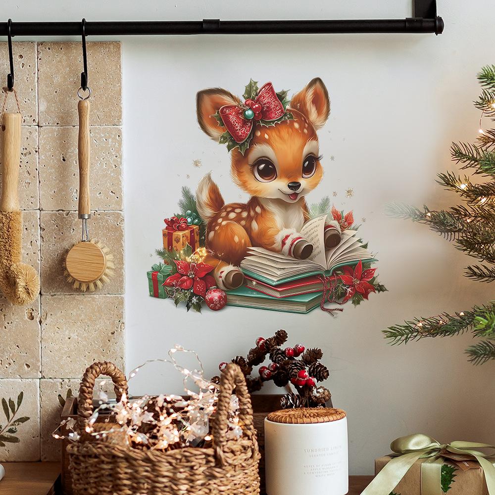 Рождественская атмосфера Чтение Маленький Олень Учеба Гостиная Украшение дома Наклейки на стену