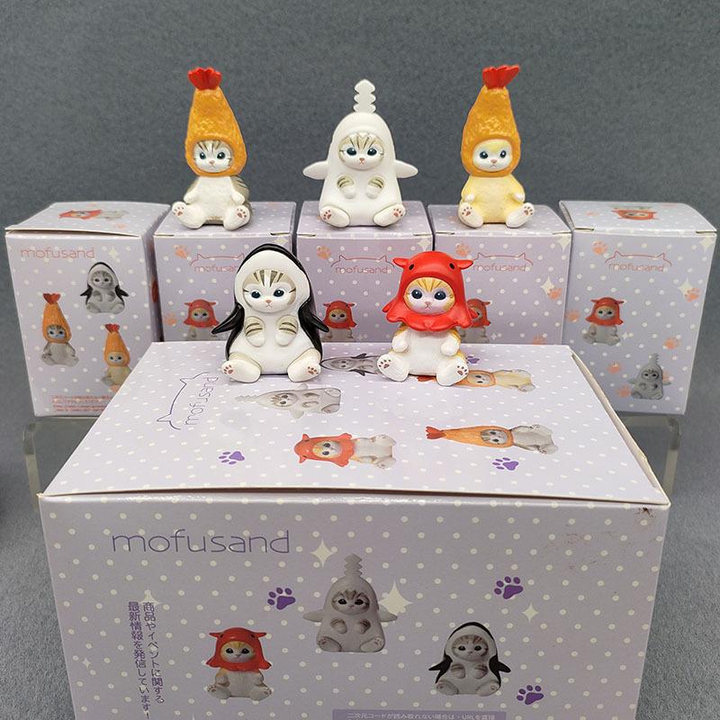 4 см Набор Фигурок-Сюрпризов Серии Mofu Cat, Кукла с Повязкой на Голове Животного, Милая ПВХ Модель, Настольное Украшение, Поделка, Подарок, Игрушка