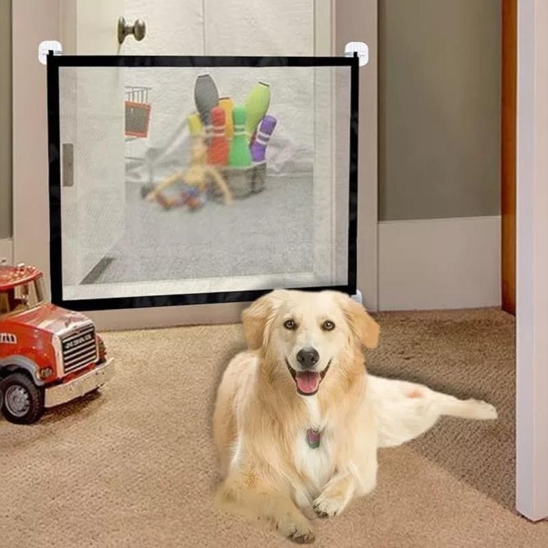 Foldable Pet Dog Barrier Gate with Hooks Portable Safety Isolation Fence for Stairs Hallway Home Pet Protection