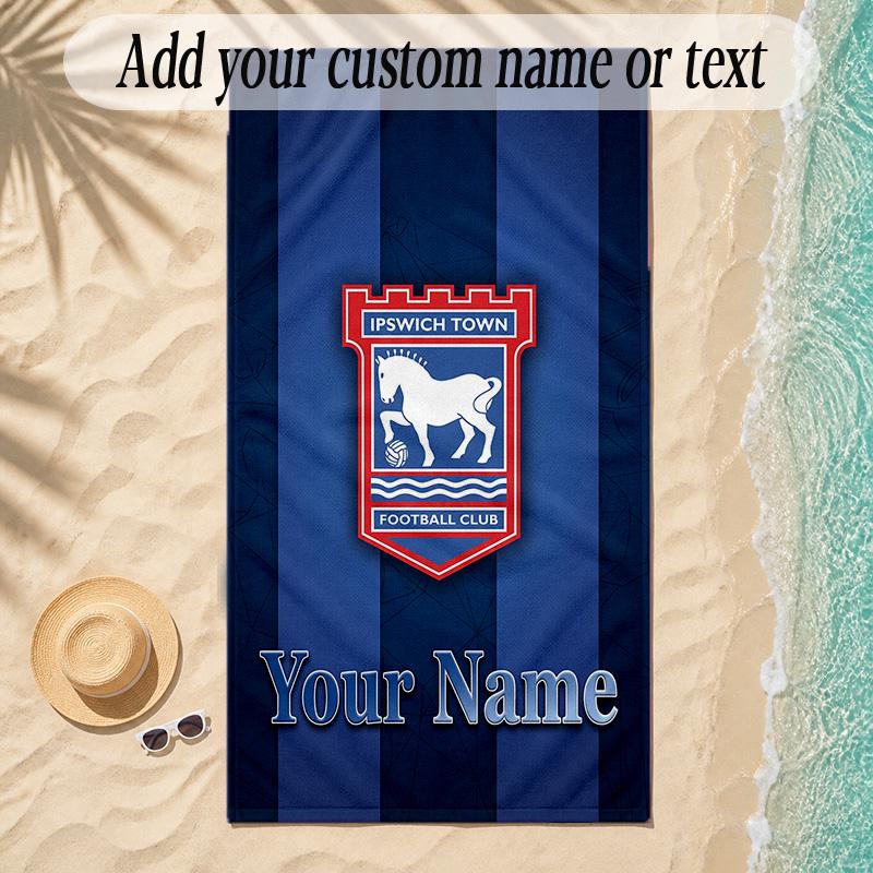 Beach TowelIpswich Town Custom Name Text Personalized Soft Towel for Beach Pool Indoor Home Decor Gift