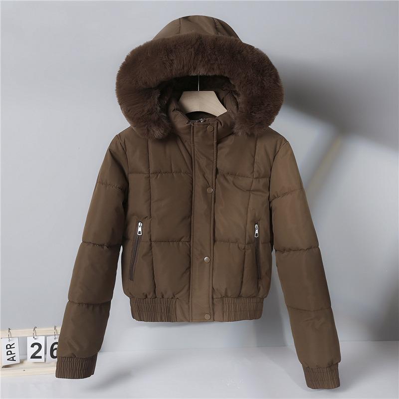 Women S Winter Hooded Short Long Sleeve Cotton Padded Coat