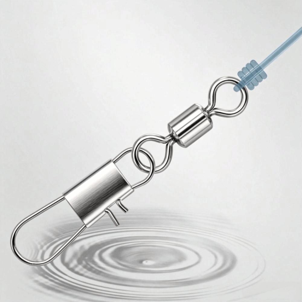 50pcs Stainless Steel Fishhook Lure Connector with Interlock Snap Fish Interlock Snap  Pike Fishing