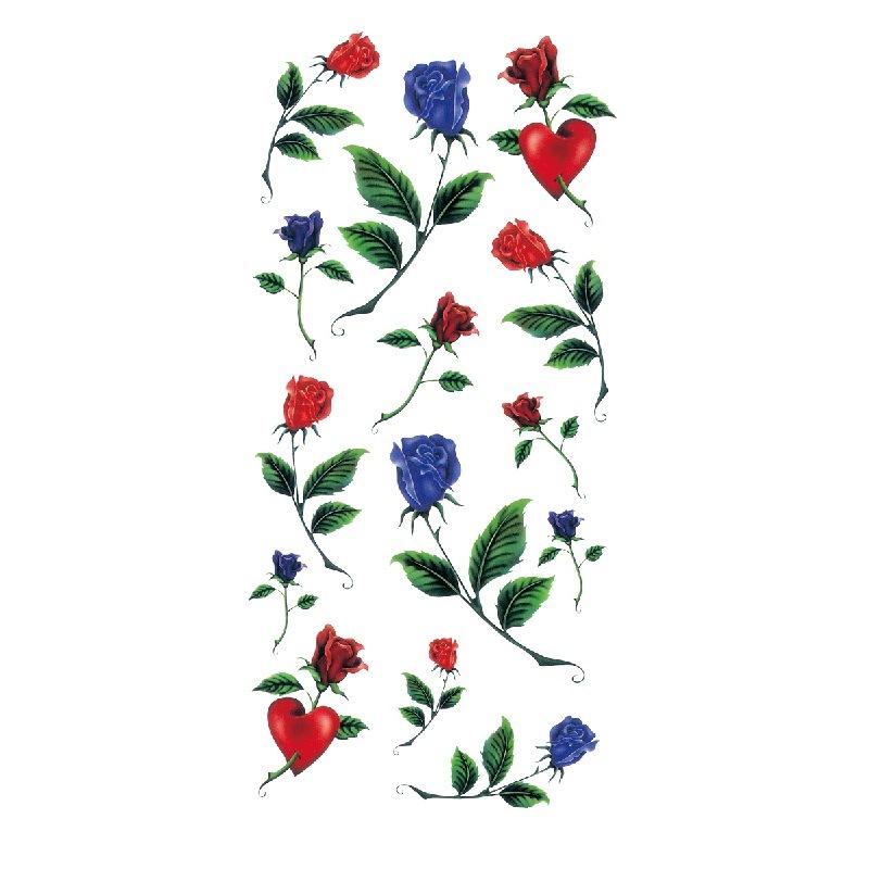 Наклейка с изображением цветка голубой розы, большой узор в виде цветка сливы, водонепроницаемая наклейка с изображением цветка на руке, образец татуировки