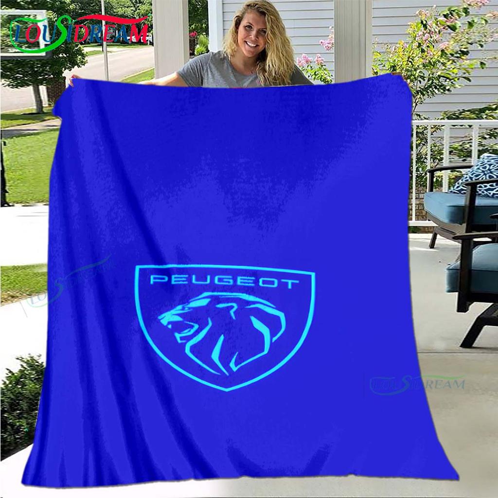 Fashion Car P-Peugeot Logo Blanket Flannel Throw Blanket For Home Bedroom Bed Sofa Picnic Office Hiking Leisure Nap Gift