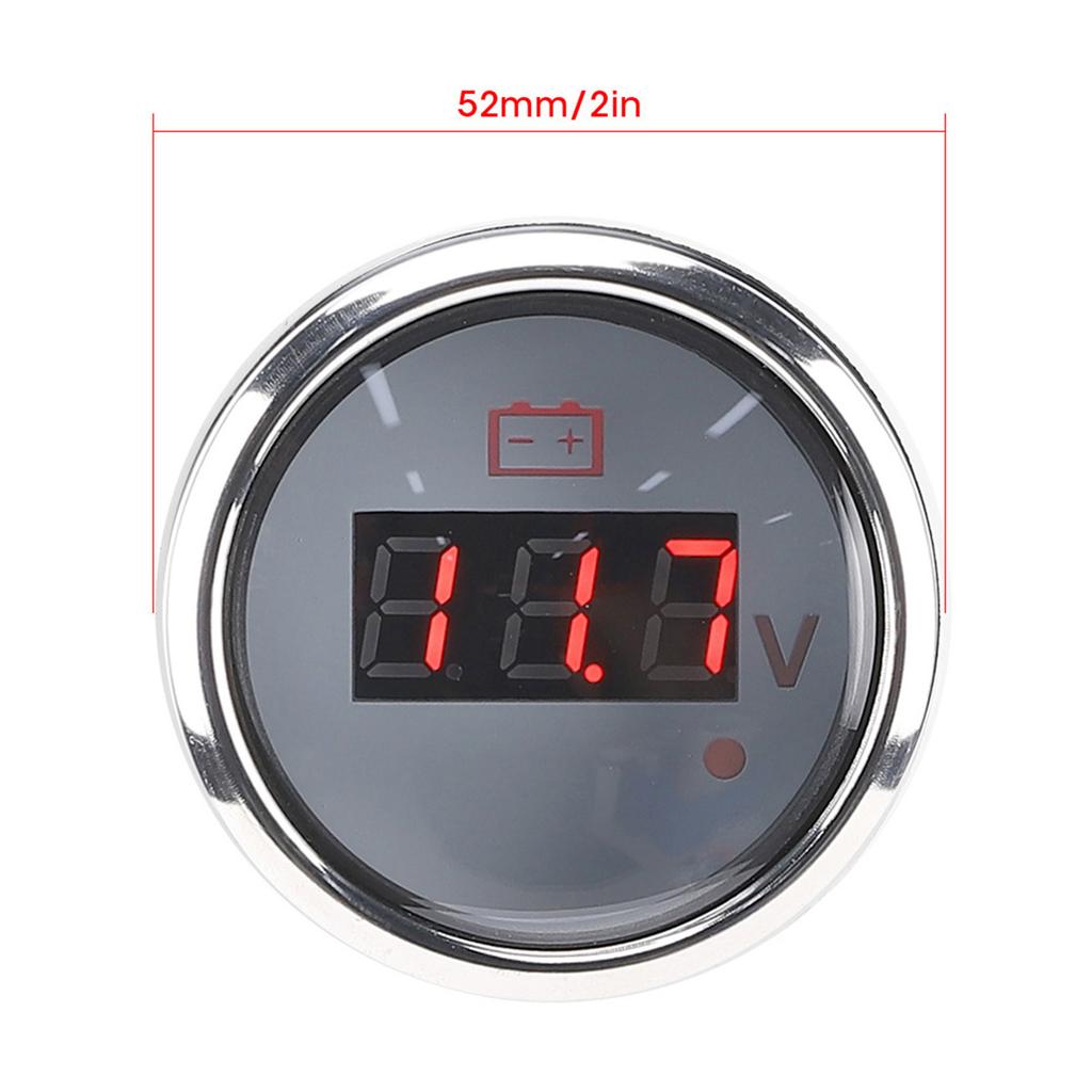2in Battery Voltage Gauge LED Digital Display IP67 Waterproof Smart Alarm for Boat Auto