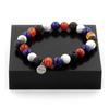 Stones and Minerals. Lapis Lazuli + Banded Agate + Howlite + Lava 8 Mm Pearl Bracelet. Made In France.