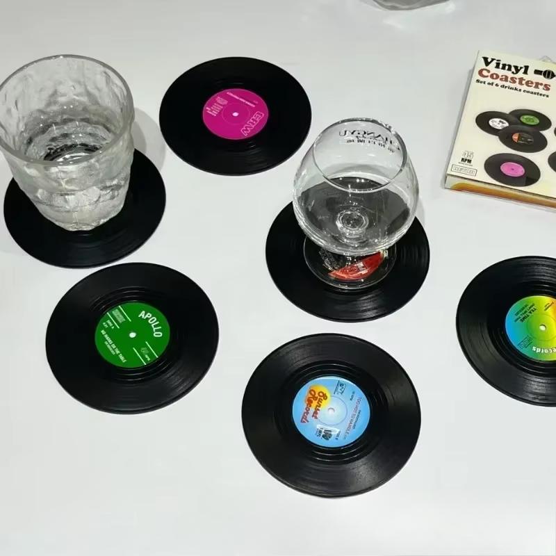6 шт. пластинка ретро винил CD подставки пластины изоляционные подставки под кофе термостойкие салфетки нескользящие кухонные принадлежности инструмент