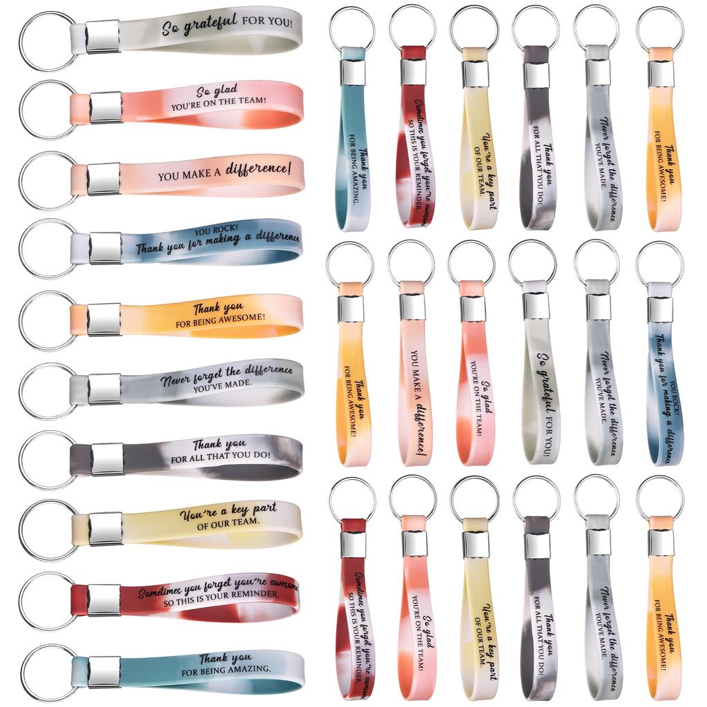 30 шт. Брелок «Спасибо» оптом Подарок сотруднику для поощрения Мотивационный силиконовый брелок Брелки с вдохновляющей цитатой Персонал App