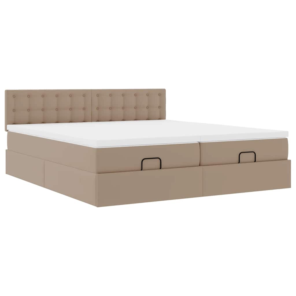Ottoman Bed with Mattresses and LEDs Cappuccino 180x200 cm Artificial Leather