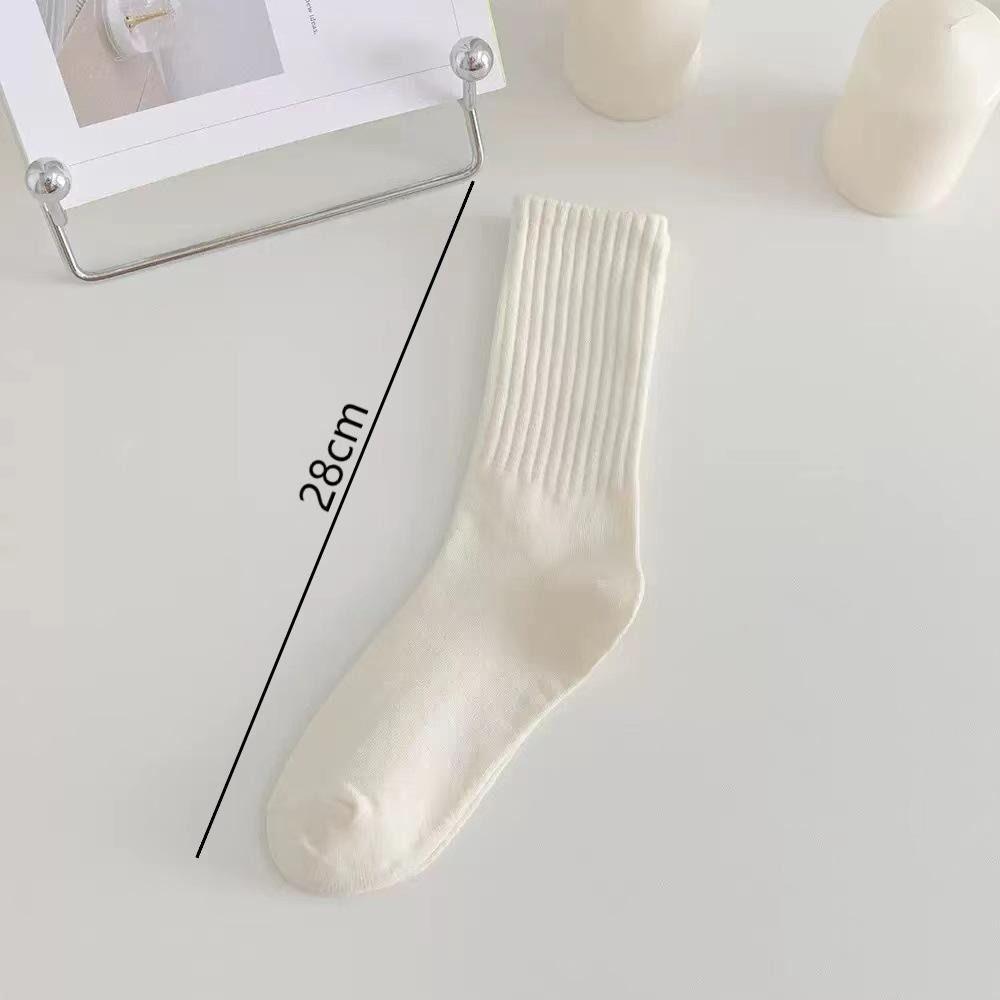 6 Pairs Cotton Middle Tube Socks Solid Color Cuffs Ruffles Socks New Knitted Long Socks Fall Winter