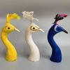 Realistic Feathered Peacocks Statue Ornament Peacocks Head Model for Home TV Cabinet Book Shelf Office Desk Decoration