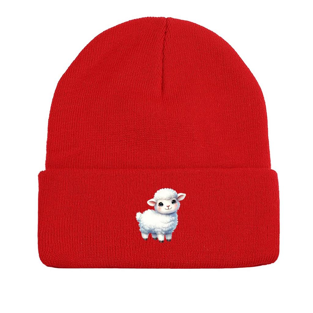 White Sheep Winter Knit Hat Beanie, Animal Man Cap Winter Slouchy Unisex Gorro Knitted Cap Beanie