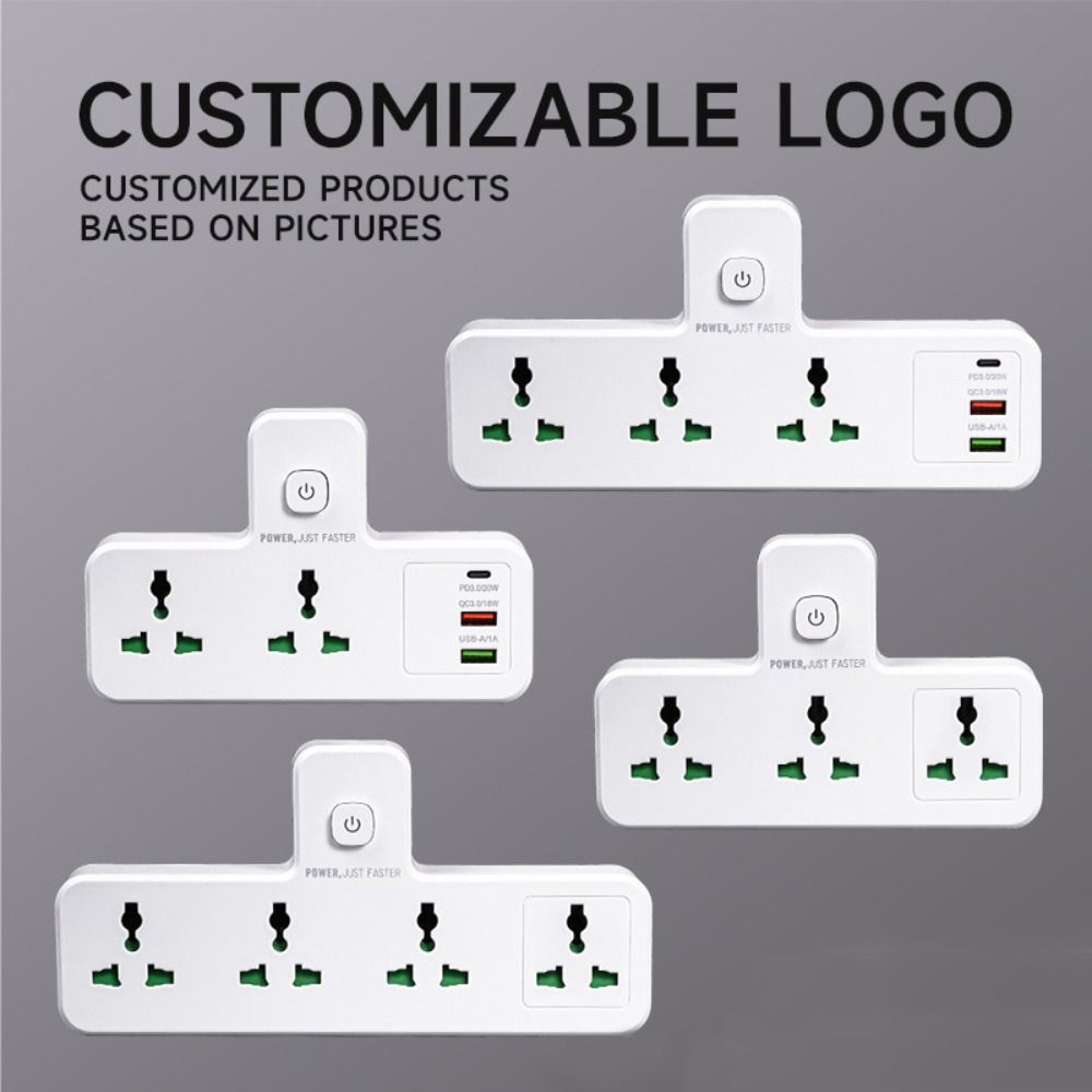 Type C AC Outlet Power Strip EU UK US Plug Extension Plug Adapter Home Office
