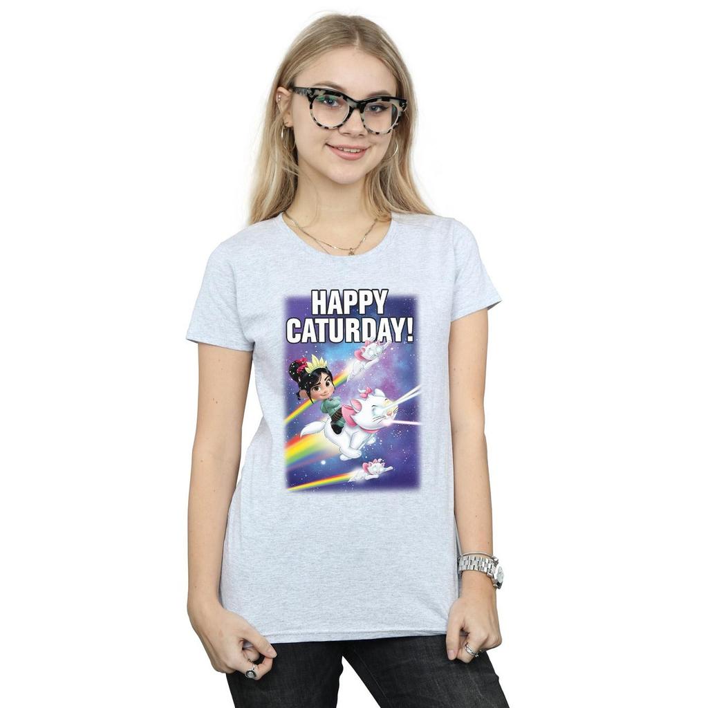 Disney Womens/Ladies Wreck It Ralph Happy Caturday Cotton T-Shirt