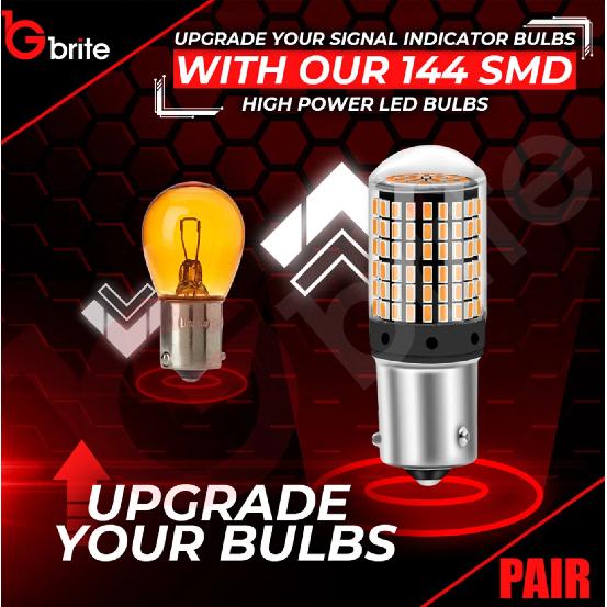 2x CANBUS AMBER 144 LED TURN SIGNAL INDICATOR BULBS ORANGE BAU15S PY21W 581 smd Bulbs 7