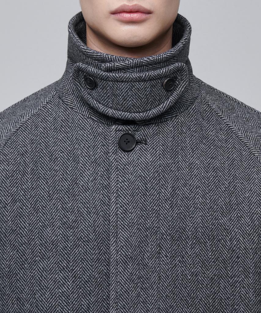 Musinsa Standard Manteco Herringbone Oversized Balmacaan Coat [Dark Grey]