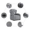 Electric Recliner Chair with Rising Function Light Grey Fabric