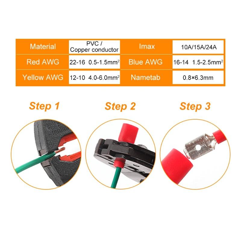 Spade Crimp Terminals Electrical Wire Connectors Insulated Male and Female For Quick Connection Cables Splice Plugs