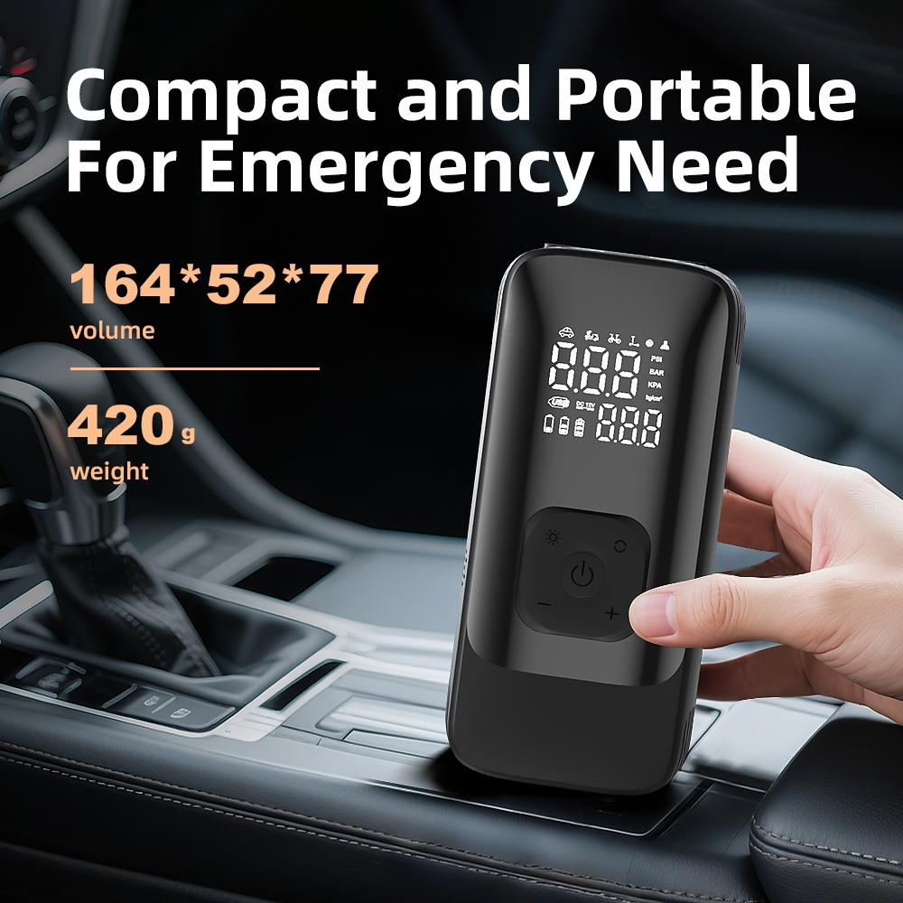 Беспроводной автомобильный насос для воздуха Портативный воздушный компрессор Электрический насос для шин с ЖК-цифровым дисплеем для автомобиля Мотоциклов Велосипеда Мяча