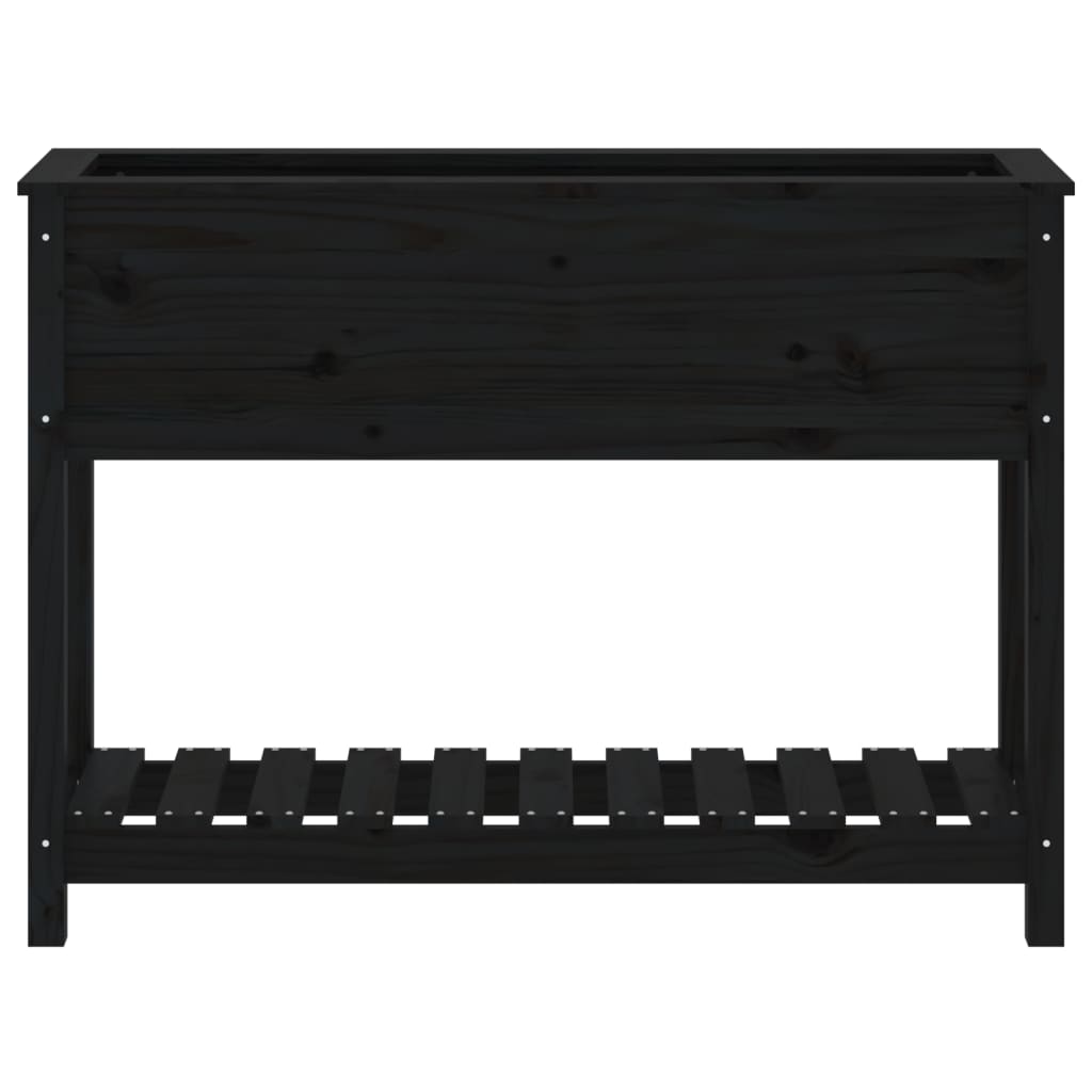 vidaXL Pflanzkübel mit Ablage Schwarz 111,5x34,5x81 cm Kiefernholz