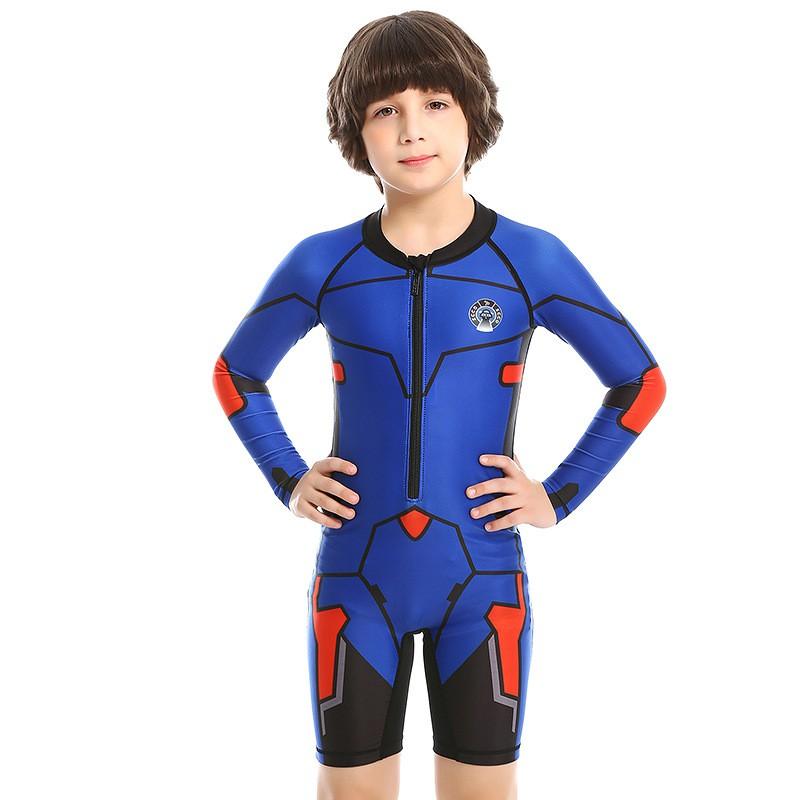 Kids UV Protection Long Sleeve One-Piece Rash Guard Swimsuit Swimming Diving Snorkeling