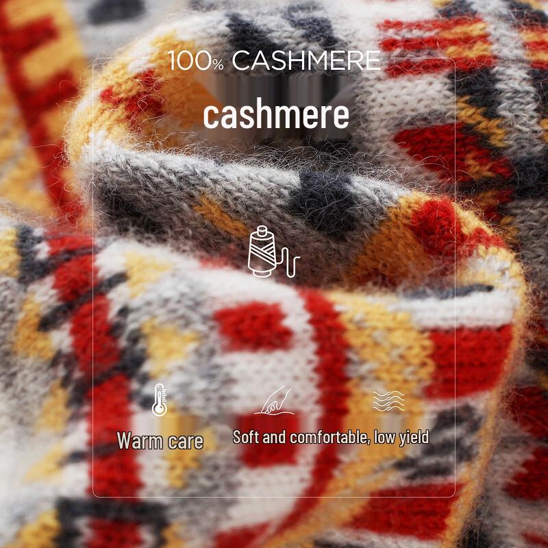 Женский джемпер Kemonboka с узором Fair Isle, 100% кашемир, с круглым вырезом