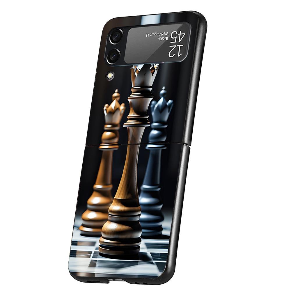 Competitive Chess Game Cover Phone Case For Samsung Galaxy Z Flip 7 6 5 4 3 5G Flip7 Flip6 Flip5 Flip4 Flip3 Black Fundas Shell