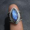 Кольцо с натуральным лабрадоритом, ювелирные изделия ручной работы, свадебные украшения, модные ювелирные изделия, богемное серебро 925 пробы