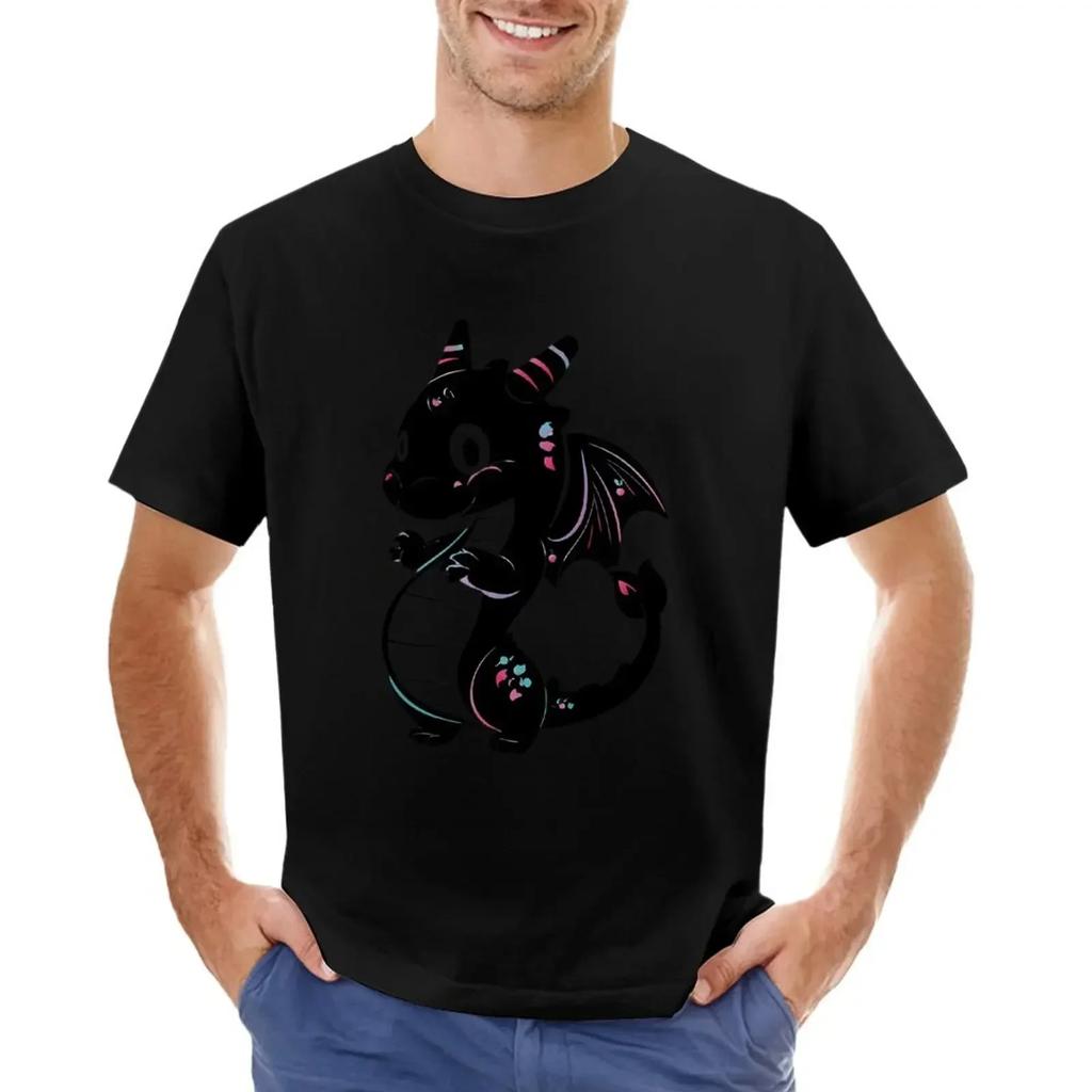 Cute Monochrome Dragon Illustration T-shirt tees vintage clothes funny t shirts for men