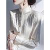 Женская полосатая рубашка с французским стоячим воротником Женская весенняя рубашка