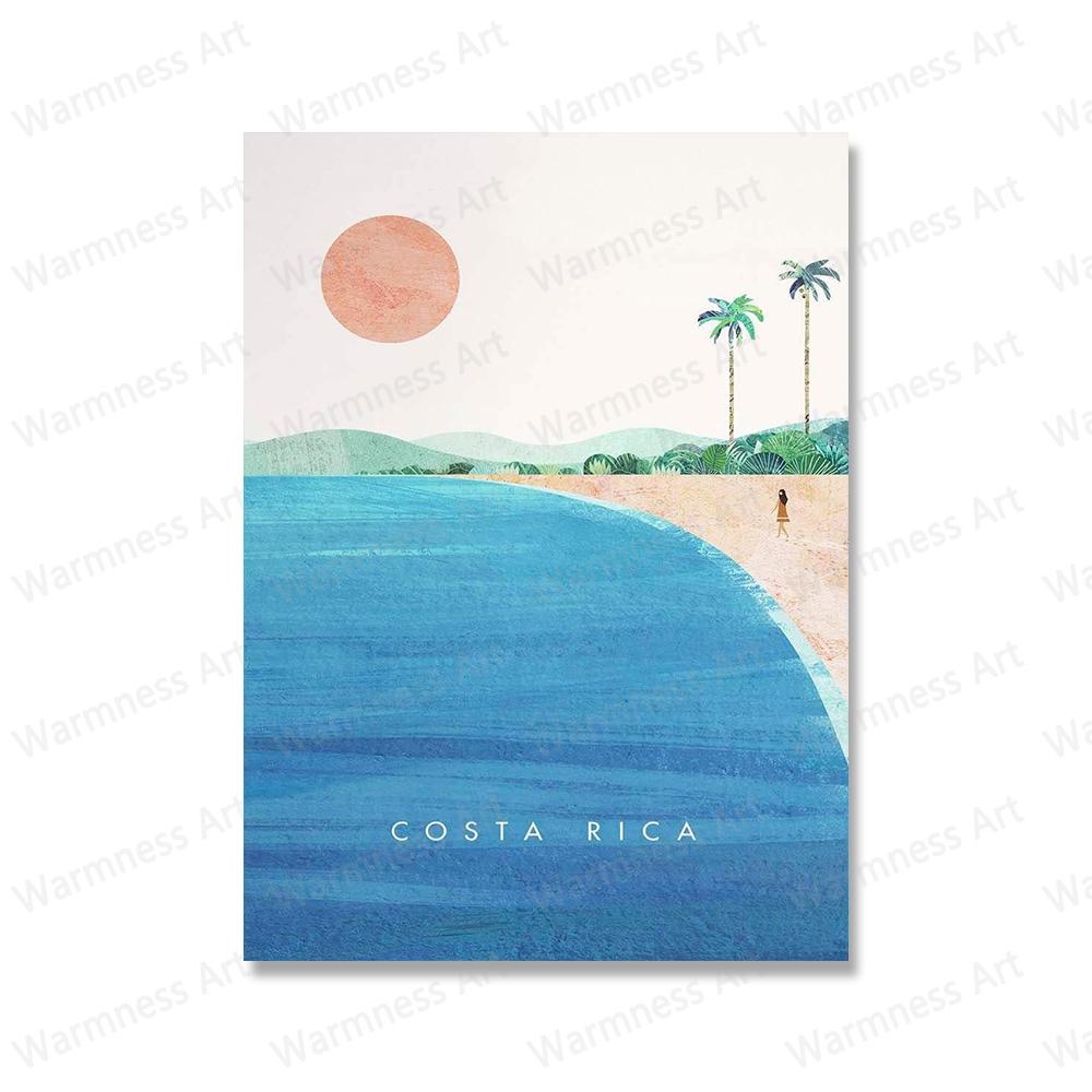 Abstract Landscape City Travel Print California Costa Rica Hawaii Poster Wall Art Canvas Painting Pictures For Living Room Decor