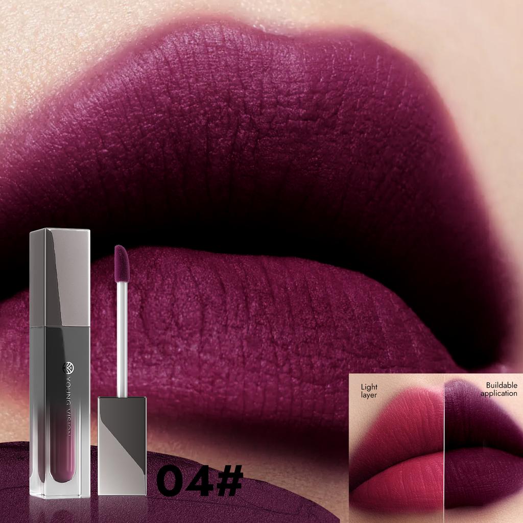 YOUNG VISION Матовый крем для губ 4-в-1: Водостойкий, Стойкий, Многофункциональный в 6 цветах
