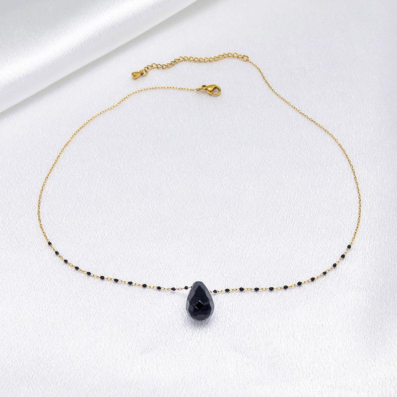 Черный агат натуральный камень кулон универсальное ожерелье для женщин ключичная цепочка высокого класса нишевый темперамент ожерелье аксессуары