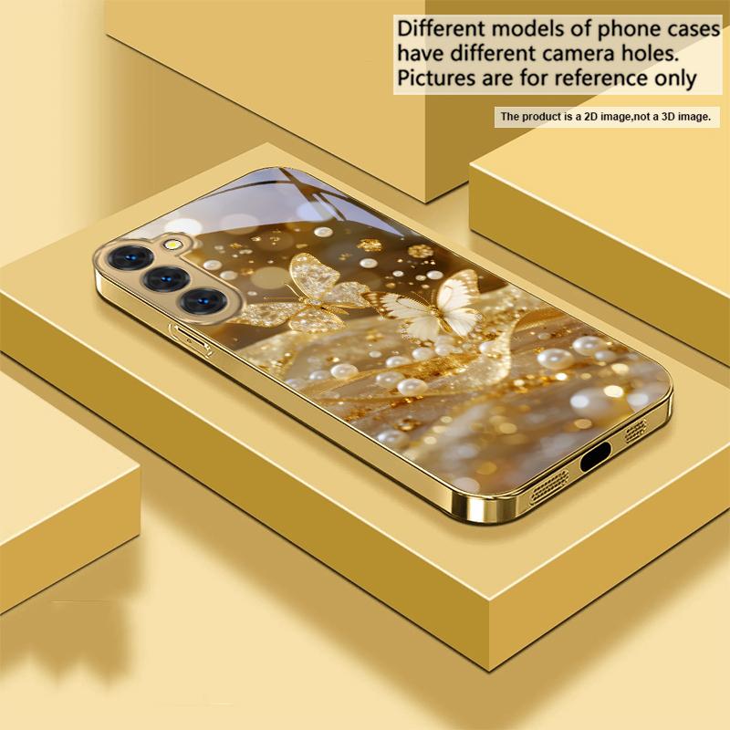 Золотой пейзаж Для Samsung Galaxy S20 FE S21 S22 S23 Plus S24 Ultra 25Ultra S21+ S9+ S22Plus Золотой стеклянный чехол для телефона