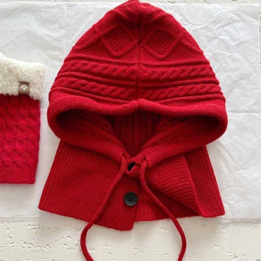 Thickened Knitted Neckerchief Hood Pullover Cap Beanies Hat Winter Balaclavas Cap Riding