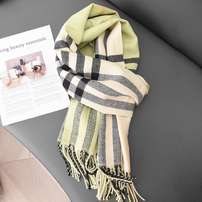 Autumn And Winter Cashmere Long Scarf British Babag Fashion Scarf Neck Protection Warm Soft Waxy Color Matching Shawl