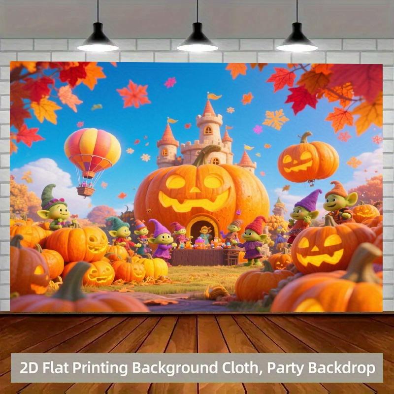 One autumn harvest party banner - 2D flat-printed polyester background featuring pumpkins