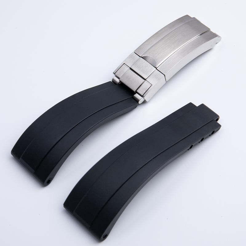 Резиновый короткий ремешок для часов с пряжкой 20/21 мм, подходит для Rolex Daytona Submariner Role OYSTERFLEX Yacht Master, силиконовый ремешок для маленького запястья