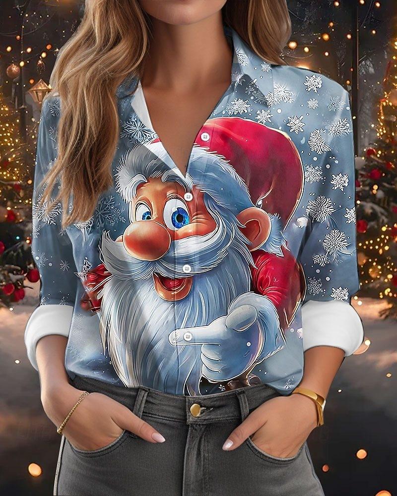 Christmas shirt women's spring and autumn wear outer top design plaid snowflake temperament casual shirt WG18
