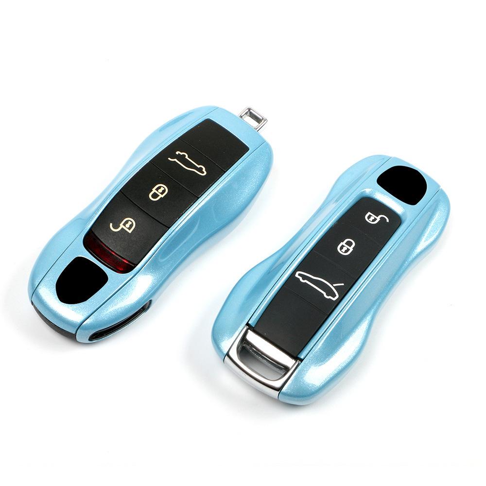For Porsche Taycan Key Case 911 Paramela Macan Cayenne 718 Ice Crystal Blue Replacement Case