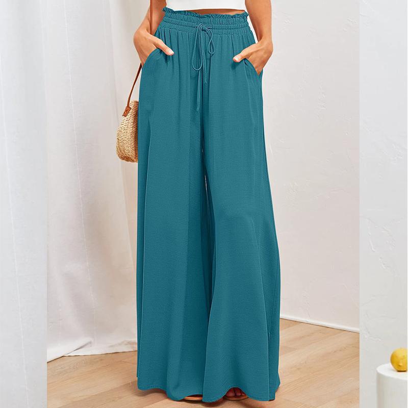 Summer Women Trousers, Casual Wide Leg Trousers, Loose Casual Fashion Trousers Women