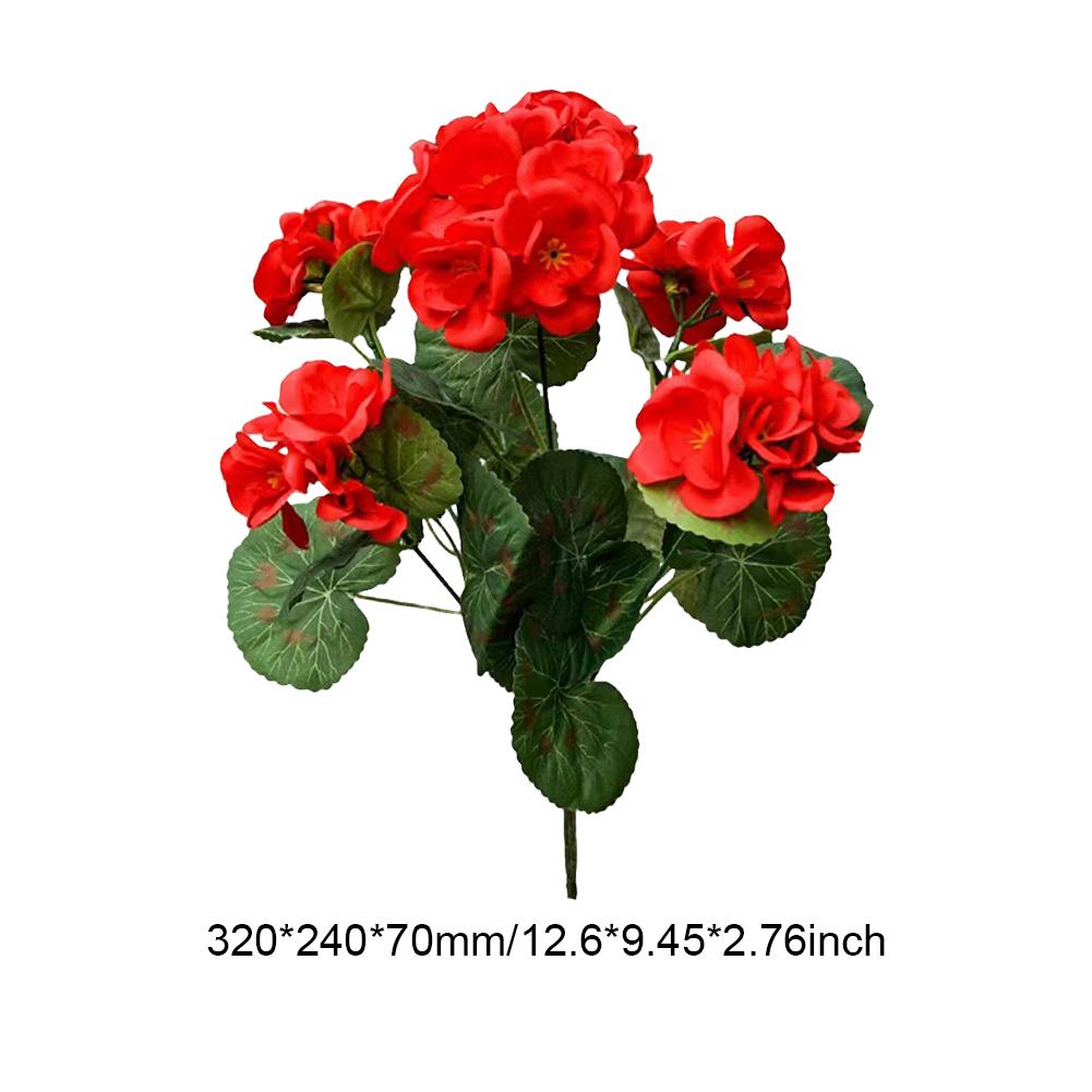 2 шт. 12,6 дюйма Искусственный куст герани Устойчивый к УФ-лучам Нетканый Садовые растения Куст Не требует ухода для домашнего цветочного декора в помещении