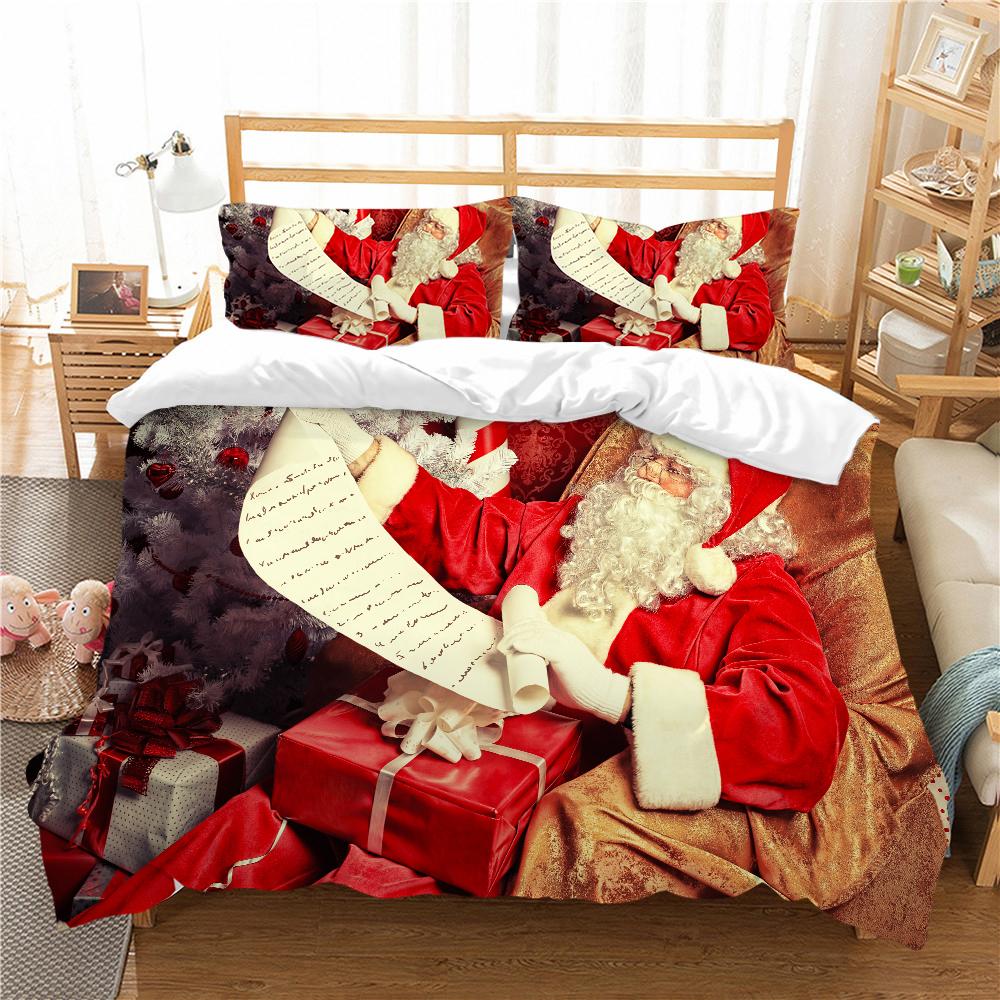 Christmas Deluxe Home Bedding Set Quilt Cover Pillowcase Bedroom Bedding Set Duvet Cover Full Size Bedspread