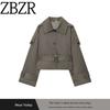 Za Export New Arrival Women's Clothing ZR Fashion Style Fashion Big Stand Lapel Plaid Long Sleeve Trench Coat 1266915