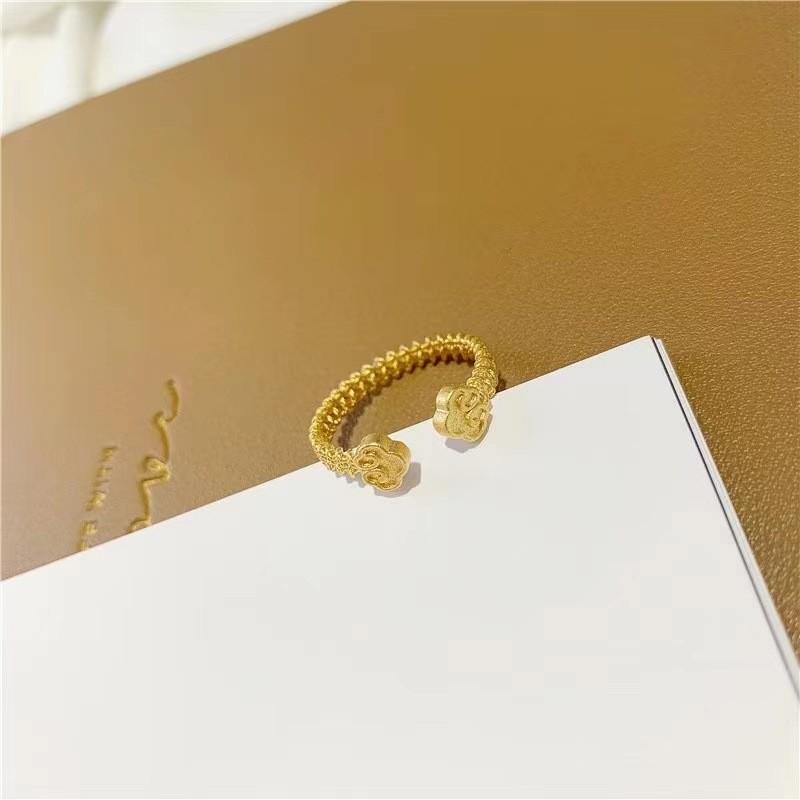 Цветочное Уникальное Дизайн Регулируемое Кольцо Латунь Позолоченное Идеально Для Свадебных Подарков