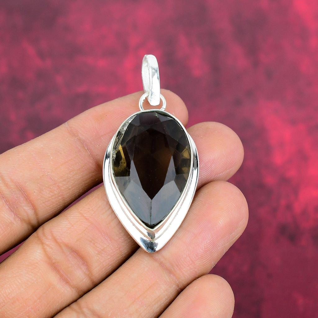 Ювелирные изделия с дымчатым топазом, кулон из драгоценного камня ручной работы, кулон из стерлингового серебра 925 пробы, антикварные ювелирные изделия, для подарка на помолвку