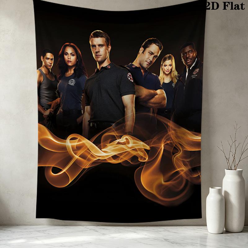 Chicago Fire Wall Tapestry Aesthetic Wall Hanging Printed Fabric Blanket Decorative Tapestries For Bedroom Living Room Home Decor